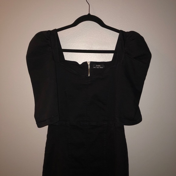 Bershka Square Neckline Denim Black Mink Dress - Picture 5 of 5